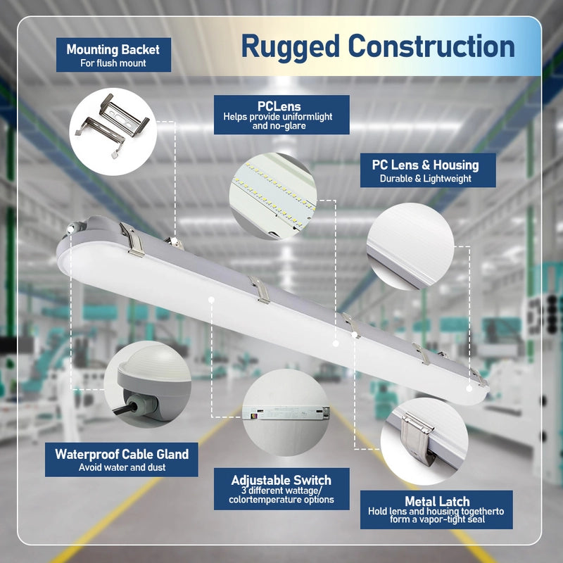 4FT LED Vapor Tight Light - 25W/30W/35W/40W/50W - Waterproof - Energy-Efficient & High Lumen Output - Hyperdealss