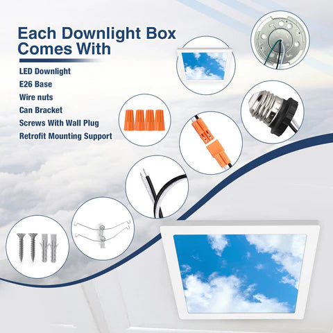 LED Recessed Downlight, 12" Square, 24W, 1200 Lumens, 5000K CCT, 120 VAC, ETL Listed - Hyperdealss