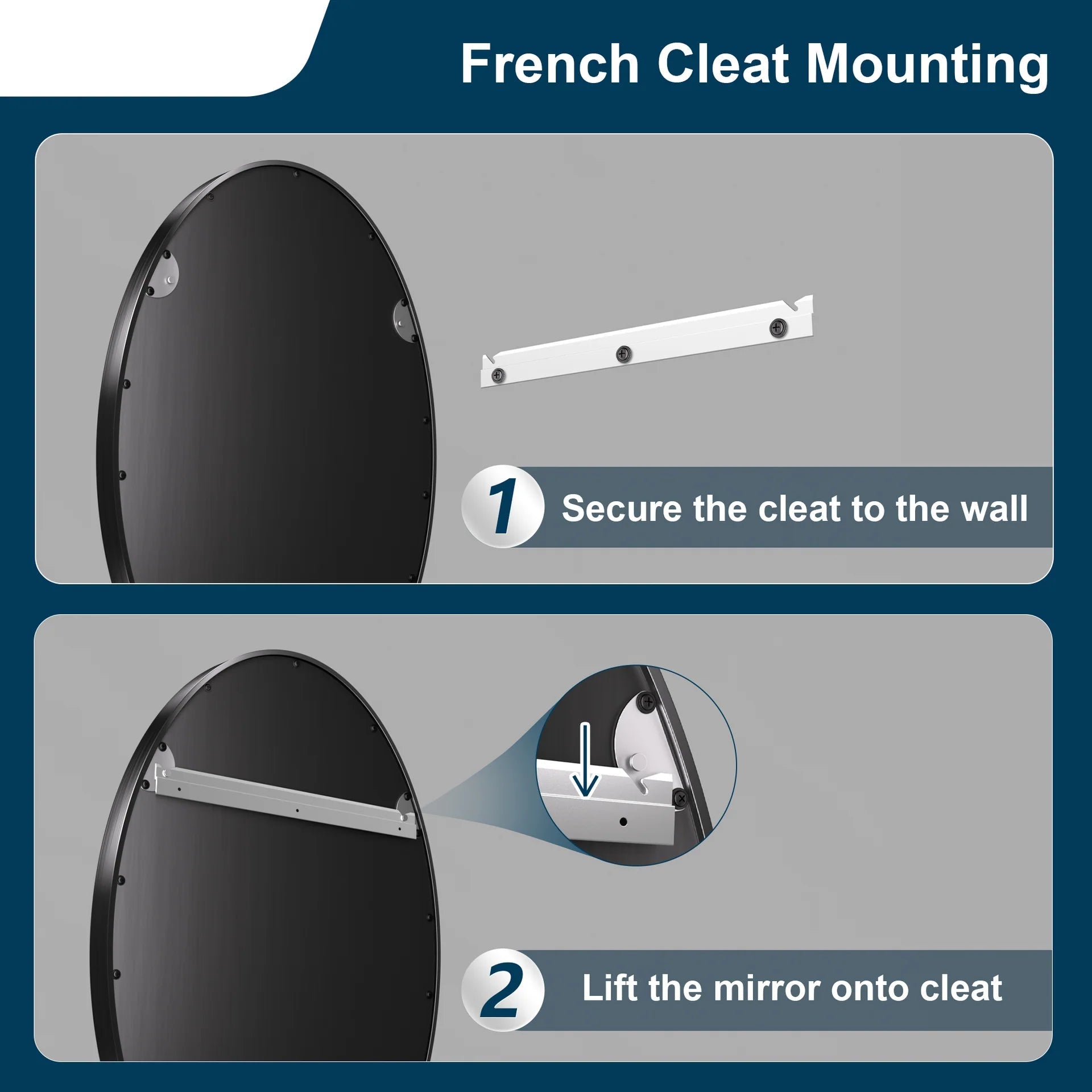 Black Oval Metal Frame Mirror – Modern Wall-Mounted Bathroom and Entryway Mirror - Hyperdealss