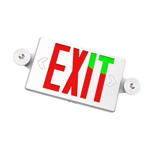 LED Dual Head Exit & Emergency Sign - 2x2W - Switchable Red & Green Lens - 5000K - 120-277V - 3.6V 1000mAh Battery - UL Listed - Hyperdealss