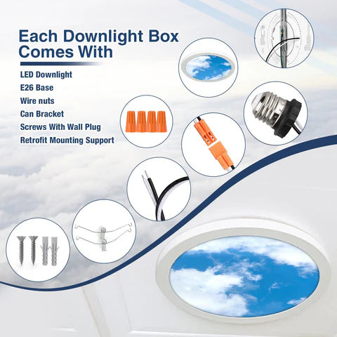 LED Recessed Downlight, 24W, 1200 Lumens, 5000K CCT, 120 VAC,  ETL Listed - Hyperdealss