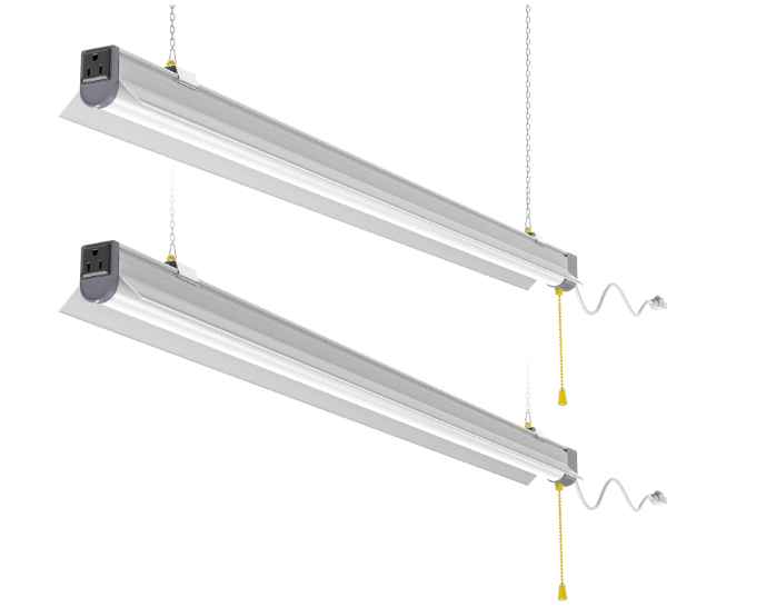 2-Pack 80W LED Shop Lights, 5000K Daylight, 10,400LM, Linkable Garage Ceiling Lights with Power Cord, T10 Linear Fixture for Workshop, Office, Basement, 120V Only - Hyperdealss