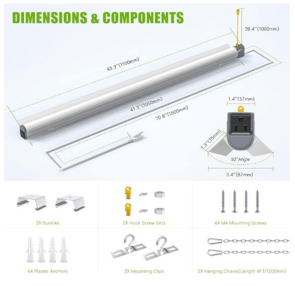 2-Pack 80W LED Shop Lights, 5000K Daylight, 10,400LM, Linkable Garage Ceiling Lights with Power Cord, T10 Linear Fixture for Workshop, Office, Basement, 120V Only - Hyperdealss