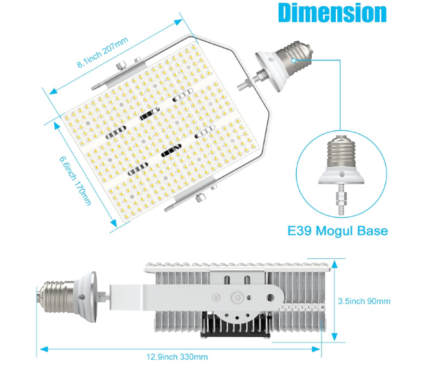 300W LED Shoebox Retrofit Kit – E39 Mogul Base, 277-480V Input DLC & ETL Certified Outdoor Pole Light for Sport Courts, Roadways, Stadiums, and Parking Lots - Hyperdealss