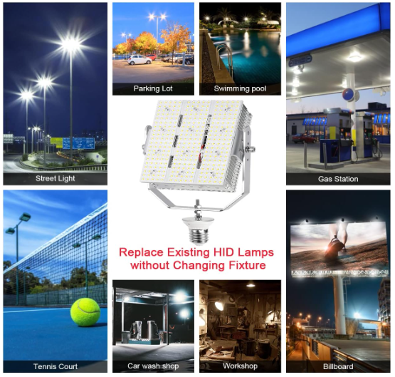300W LED Shoebox Retrofit Kit – E39 Mogul Base, 277-480V Input DLC & ETL Certified Outdoor Pole Light for Sport Courts, Roadways, Stadiums, and Parking Lots - Hyperdealss