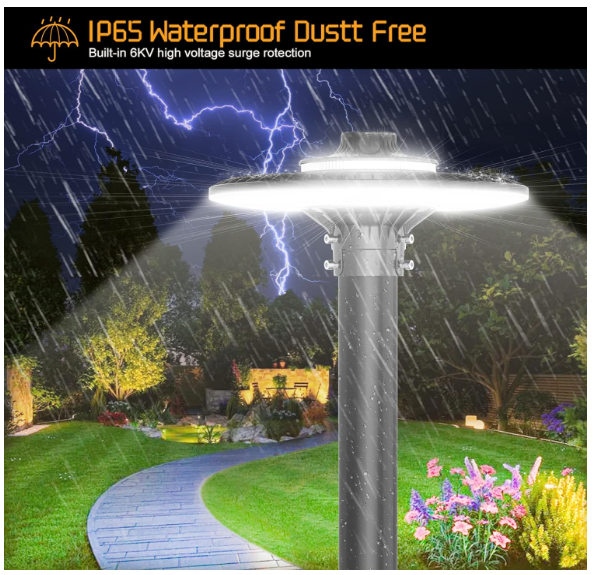 120W LED Circular Area Light – 5000K, 100-277V AC, Built-in Photocell, IP65 Waterproof Post Top Light, UL Listed - Hyperdealss